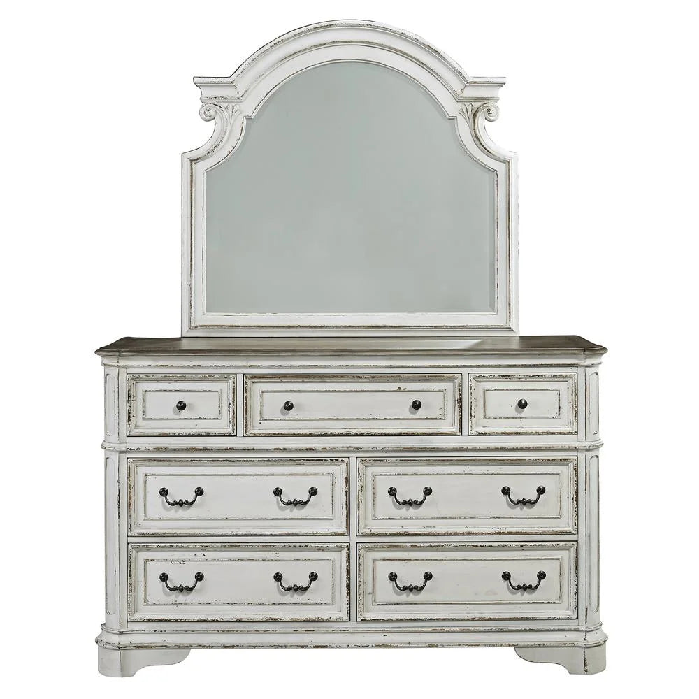 White Dresser & Mirror J2739