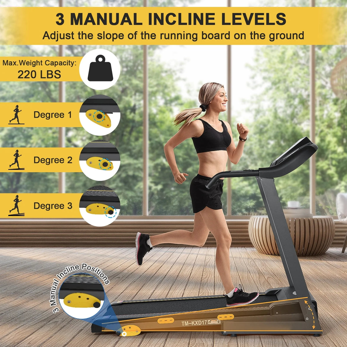 Incline Electric Treadmill 220lbs Max S70902