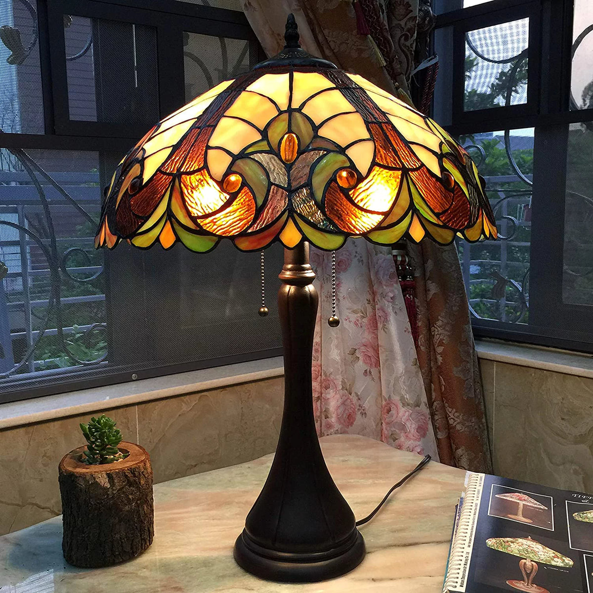 2 Light Victorian Table Lamp 16" Shade E71947