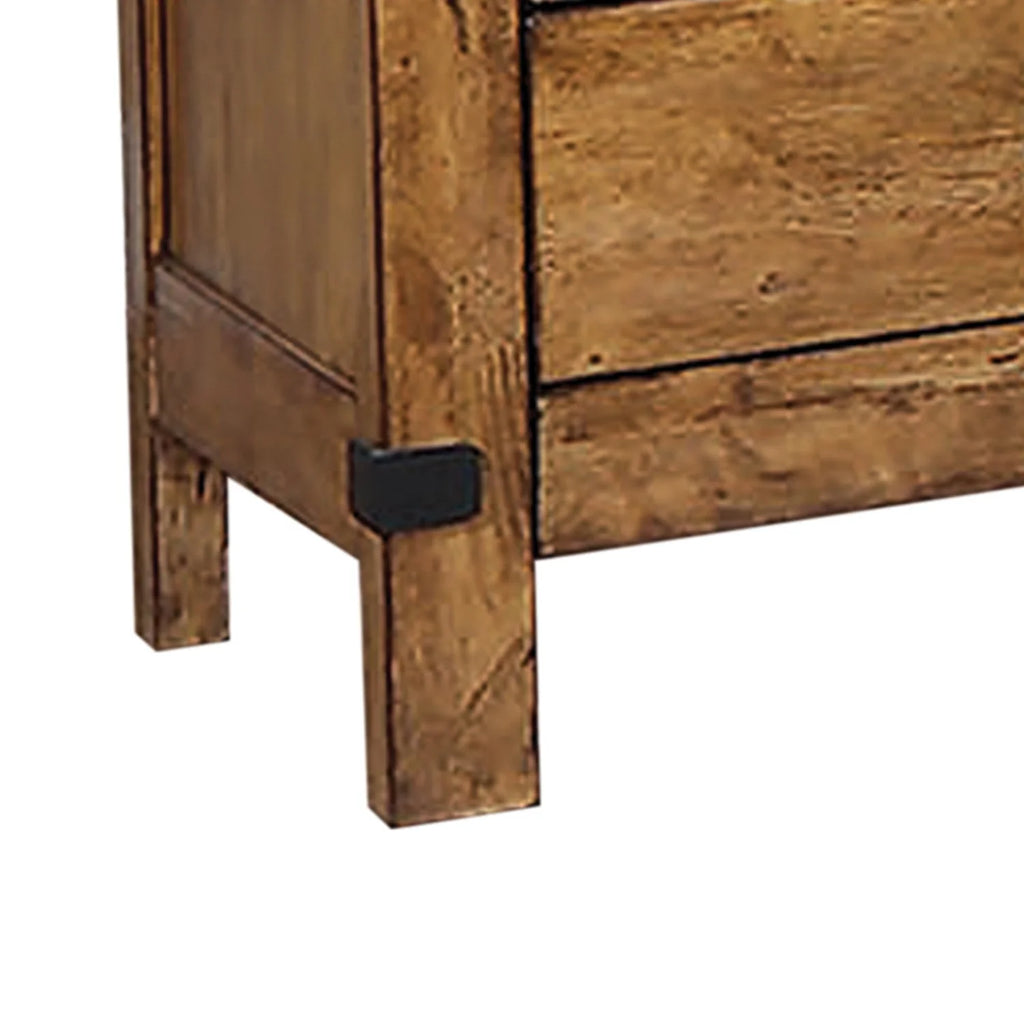 Wooden Nightstand With 3 Drawers Y567