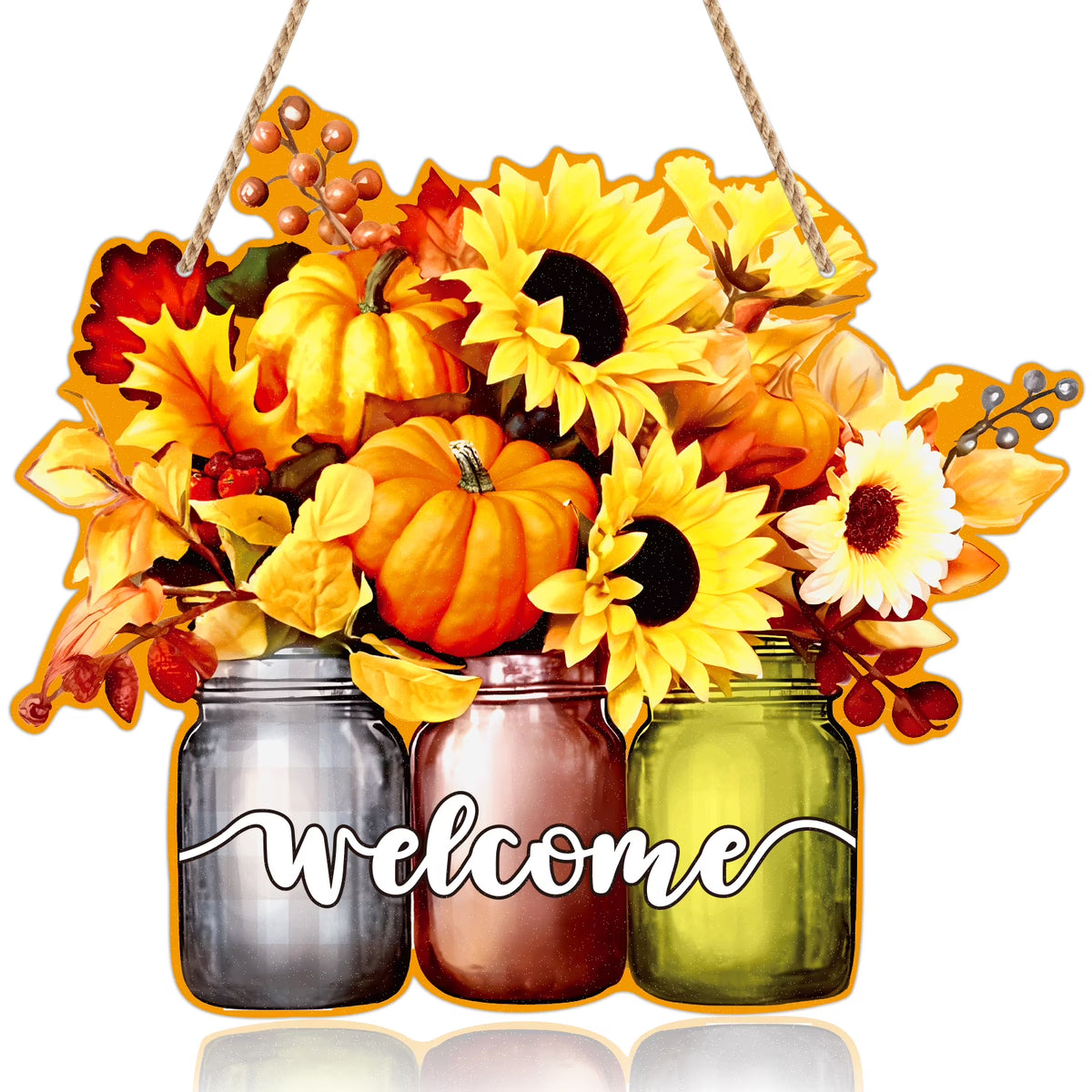 Autumn Fall Welcome Sign Wreath for Front Door Decorations K221