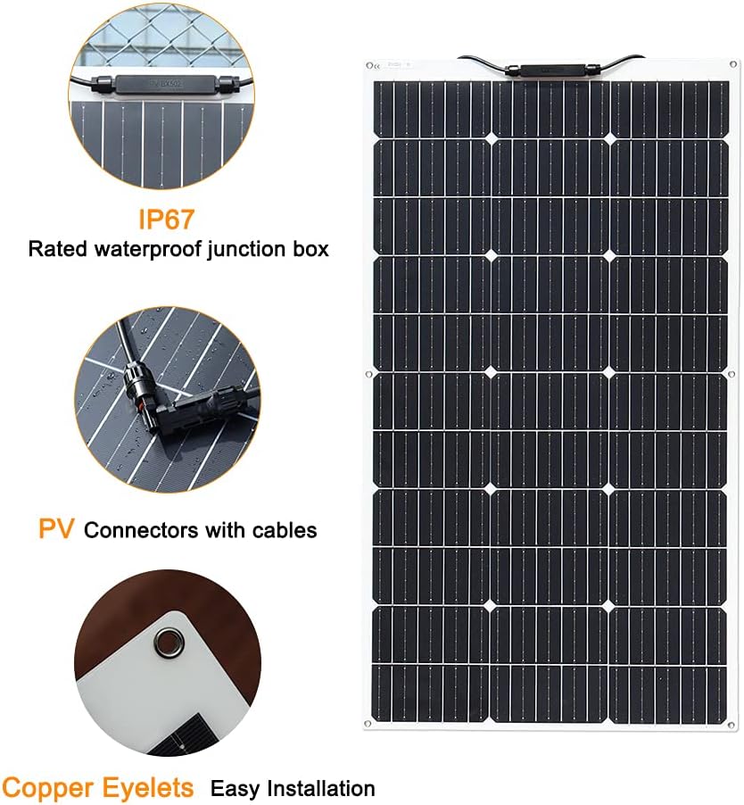Flexible Solar Panel 100W 12V Monocrystalline Solar Kit with Charge Controller X83745