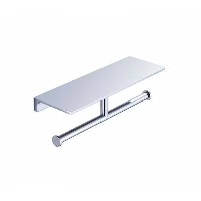 Matte Black Double Wall Mounted Toilet Paper Holder with Shelf U8417