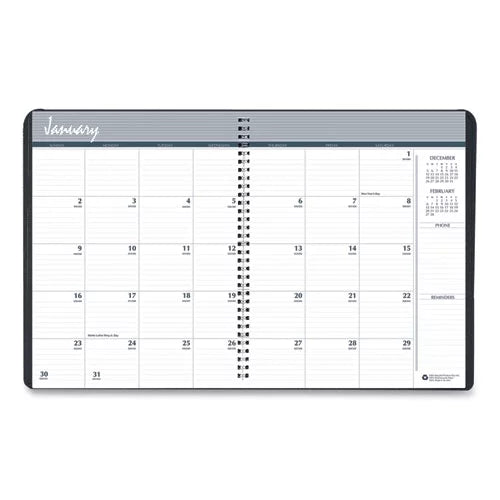 24-Month Recycled Ruled Monthly Planner, 11 x 8.5, Black Cover X406506