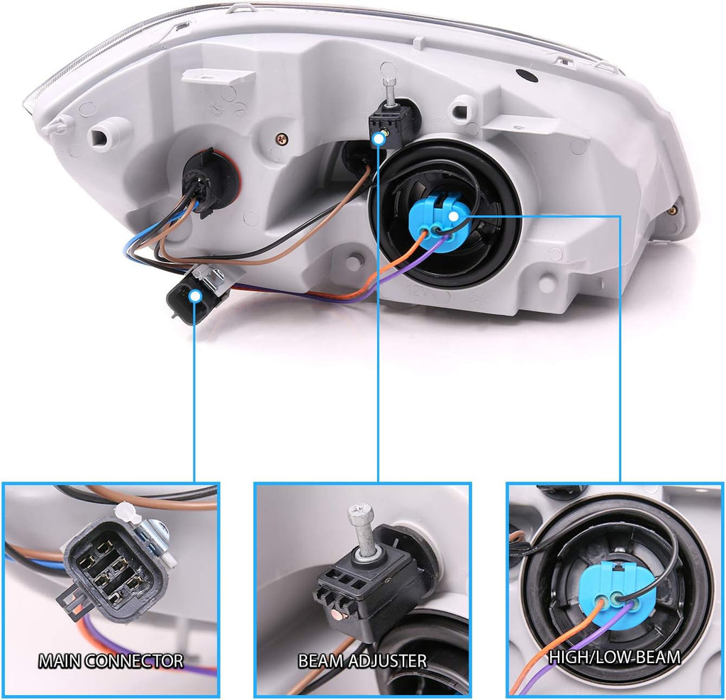Black Replacement Headlights Set for Chevy Cobalt U130