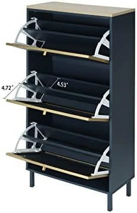 Metal Shoe Cabinet with 3 Flip Drawers Q932520