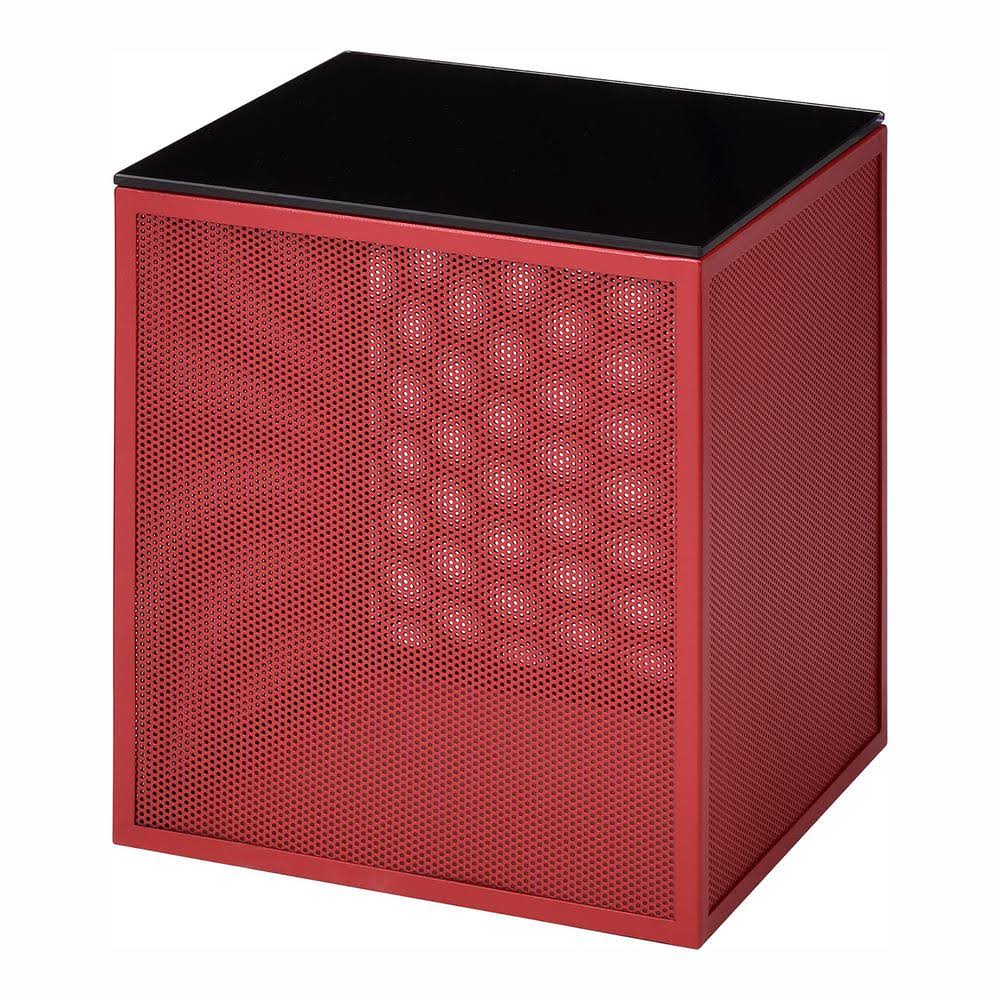 Red Coating Square Glass Top Side Table J701