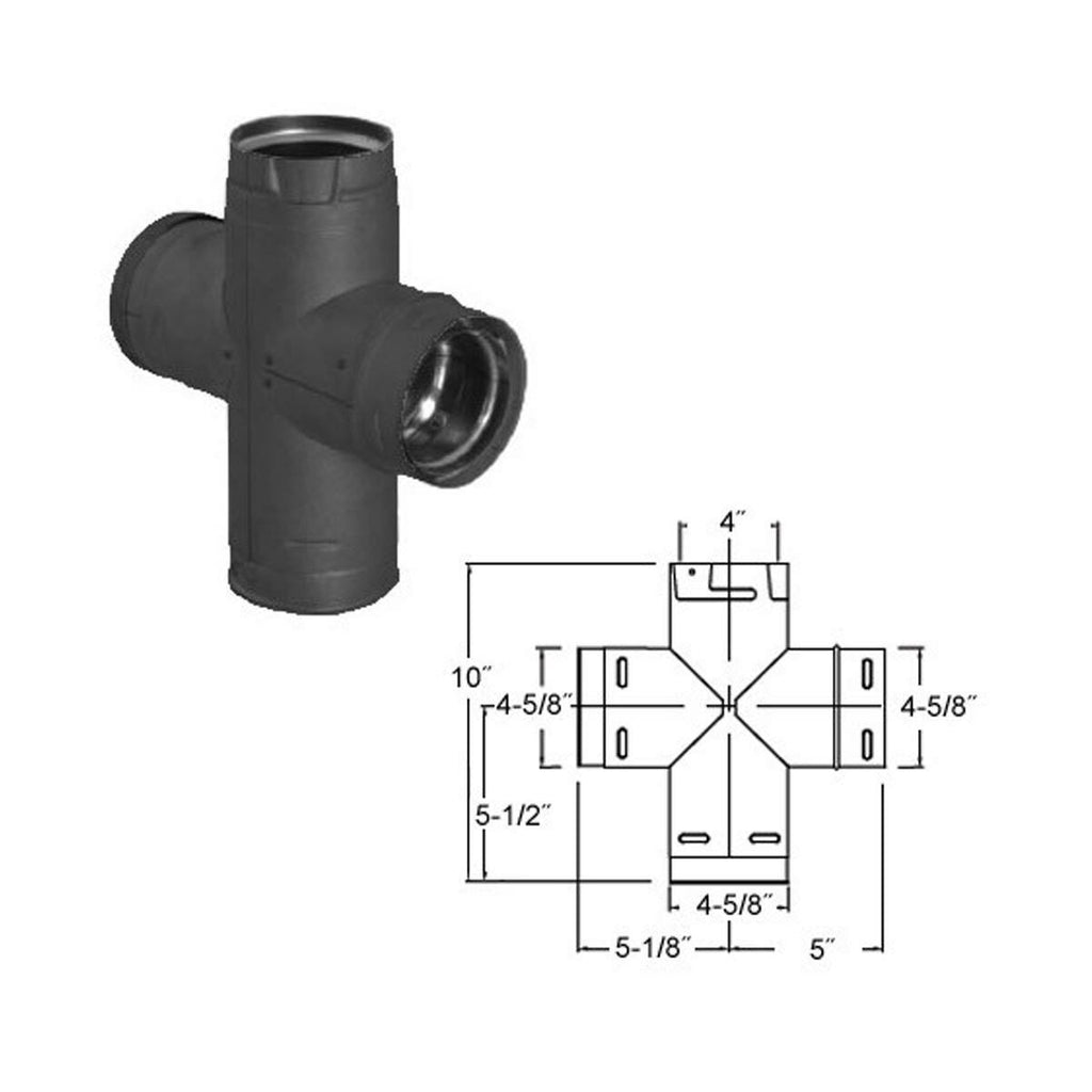 4'' PelletVent Pro Double Tee with Clean-Out Cap H691429