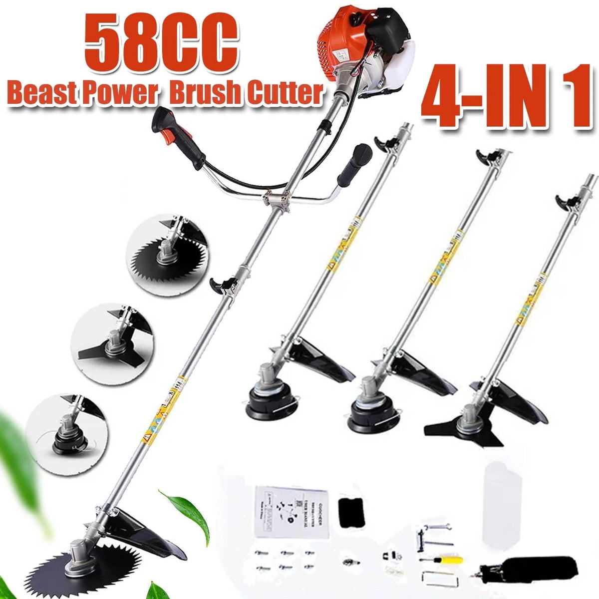 58CC Gas String Trimmer with 4 Detachable Heads W293607