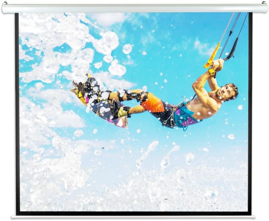84" Portable Motorized Matte White Projector Screen with Remote and Case E683315