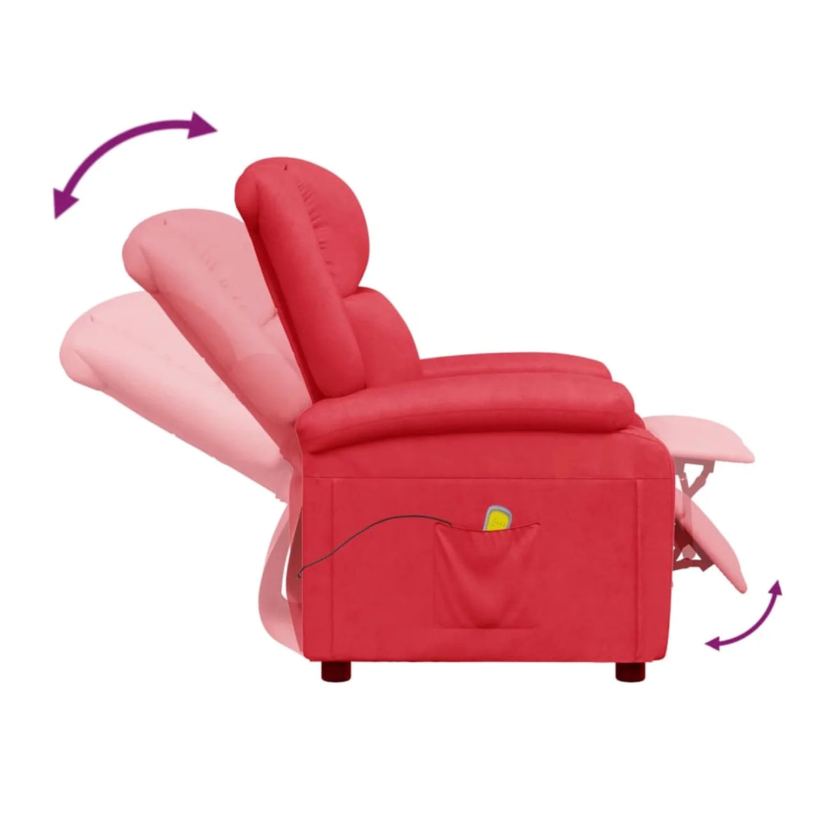 Red Faux Leather Reclining Massage Chair with Footrest D4091