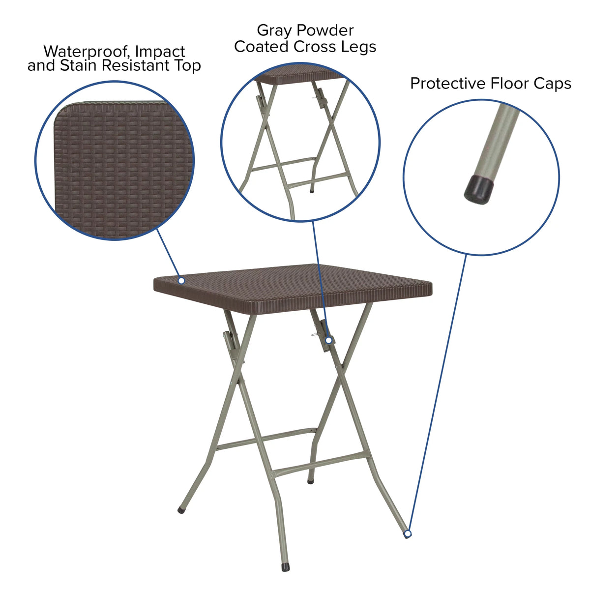 Square Rattan Plastic Folding Table N893