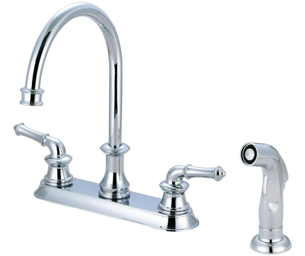 Polished Chrome Double Handle Kitchen Faucet with Side Spray W49639