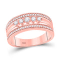 10kt Rose Gold Womens Round Diamond 5-Stone Band Ring 1/3 Cttw A1772