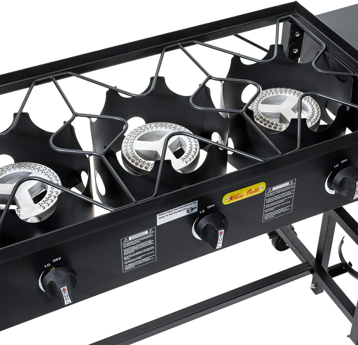 Portable Propane Triple-Burner Outdoor Camp Stove with Regulator D538622