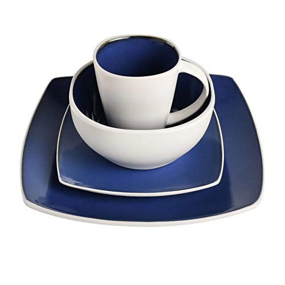 White Square Stoneware 16-Piece Dinnerware Set S3340