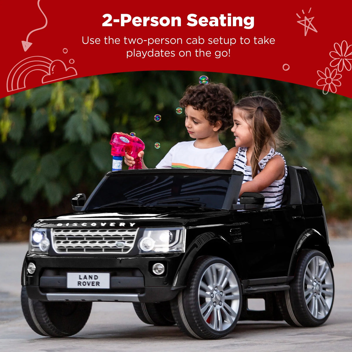 12V 2-Seater Ride On Car Toy with Parent Remote Control White J349