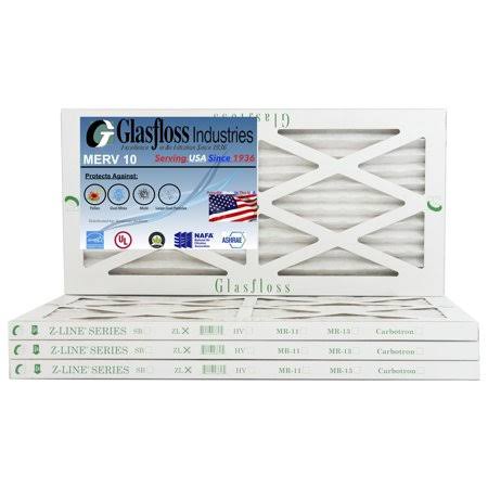 10x16x1 MERV 10 Furnace Air Filter, Qty:4 H524651
