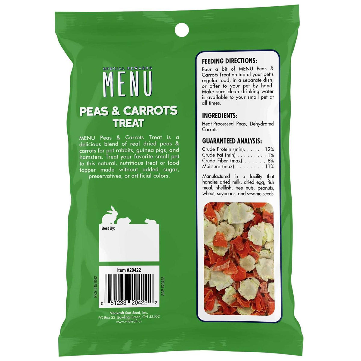 Peas & Carrots Treat for Pet Rabbits, Guinea Pigs, and Hamsters D2841