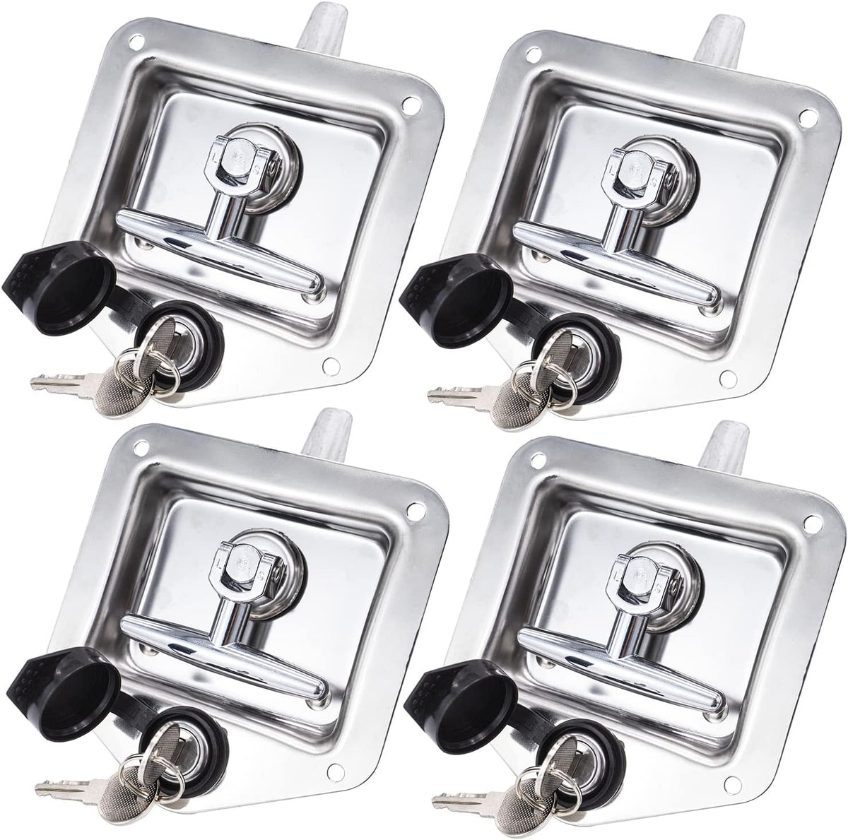4 Pack Stainless-Steel T Handle Lock with Gasket and Keys Q986095