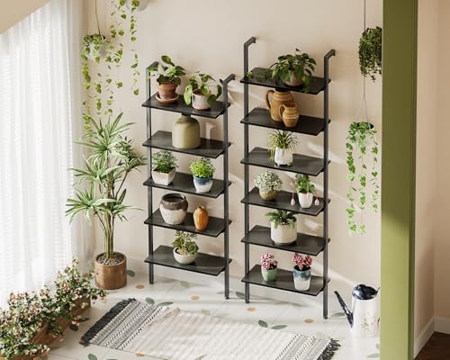 6 Tier Black Ladder Bookshelf F891
