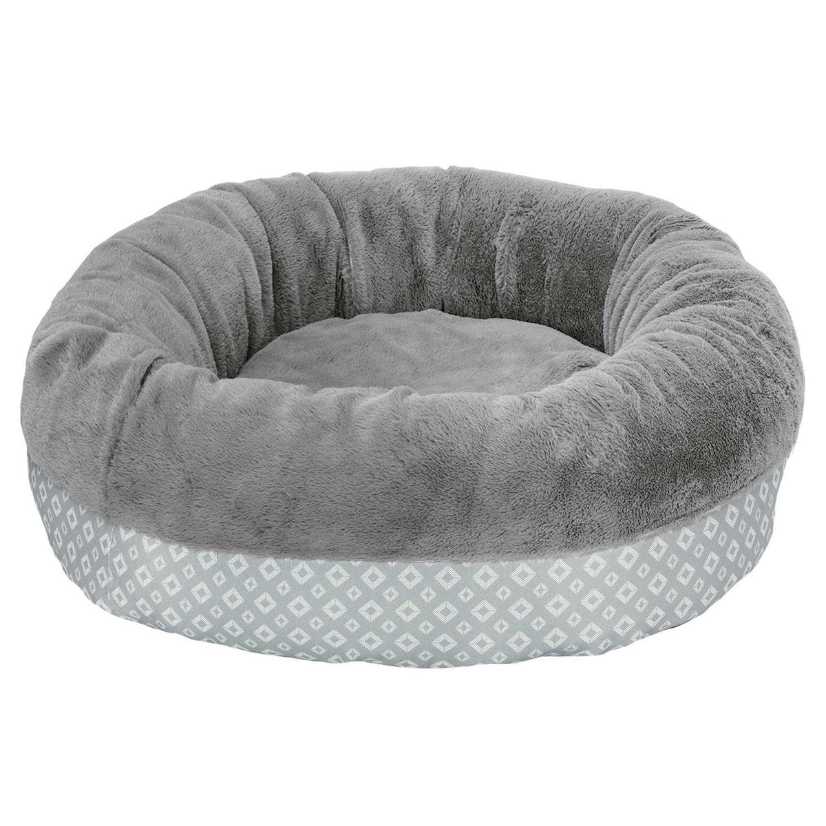 Plush Diamond Print Donut Pet Bed S107828