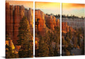 Large 3 Piece Canvas Wall Art Sunset at Grand Canyon National Park Panoramic Landscape Artwork Ready to Hang 16x32x3 N584503