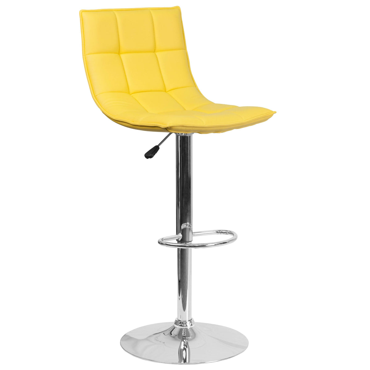Orange Quilted Vinyl Adjustable Height Barstool with Chrome Base V2150