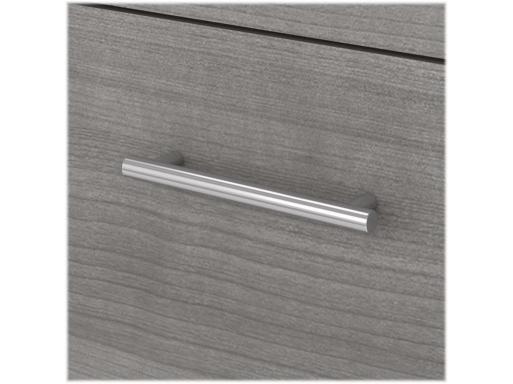 Gray Engineered Wood Office Desk with File Cabinet & Bookcase S28191