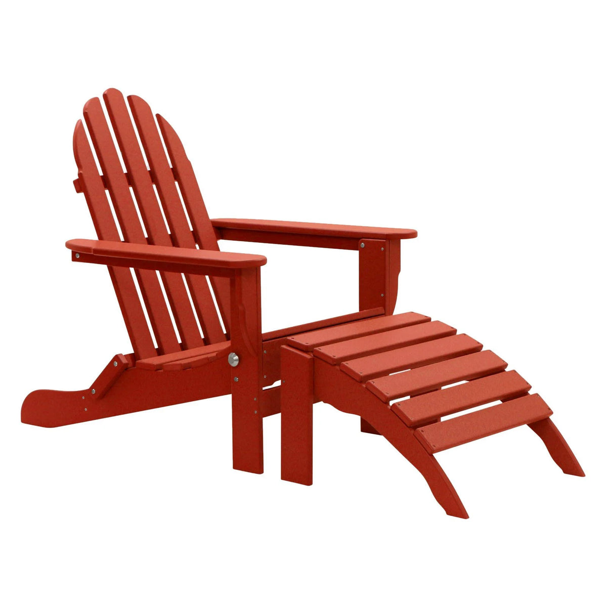 Red 2 Piece Recycled Plastic Adirondack Chair Set with Ottoman O43938