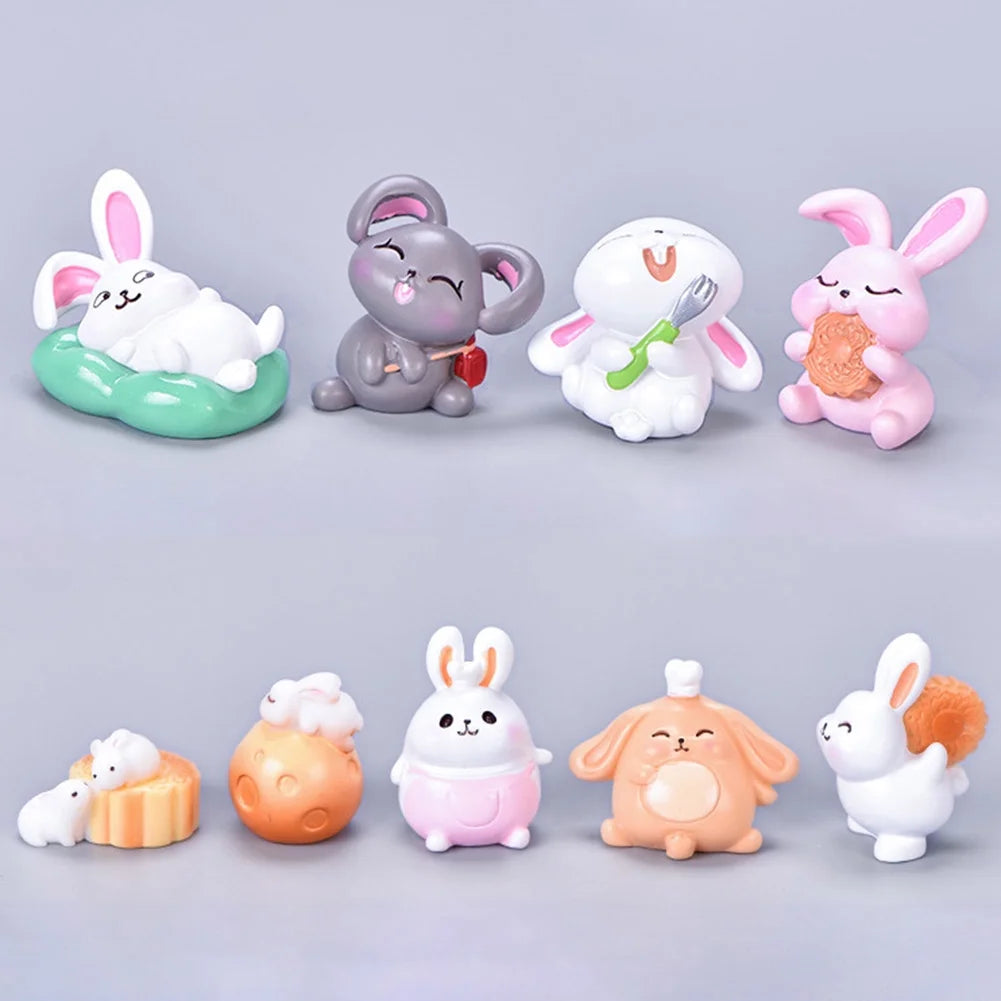 Resin Dollhouse Miniature Moon Cake Rabbit Ornaments S1262