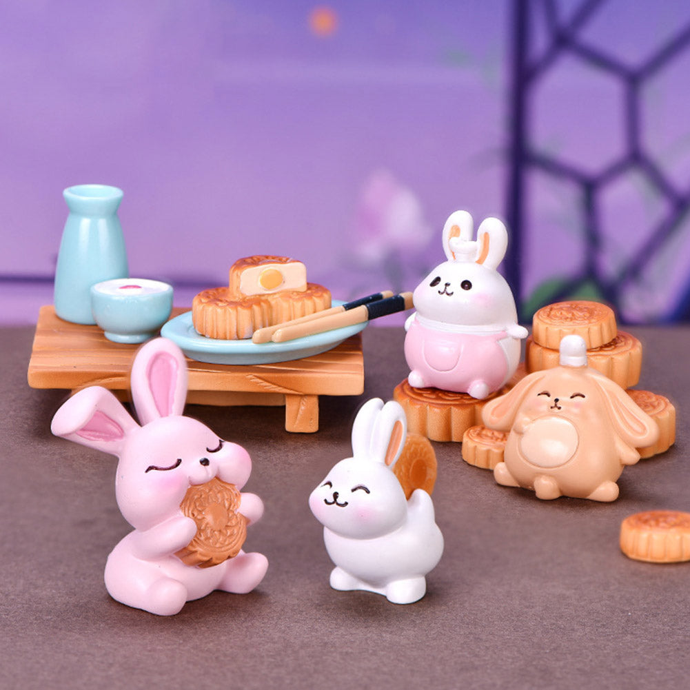 Resin Dollhouse Miniature Moon Cake Rabbit Ornaments S1262